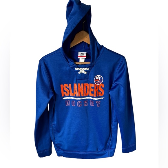 Boys New York Islanders Blue Premium Pullover Performance Hoodie Large 14/16 - Picture 1 of 7